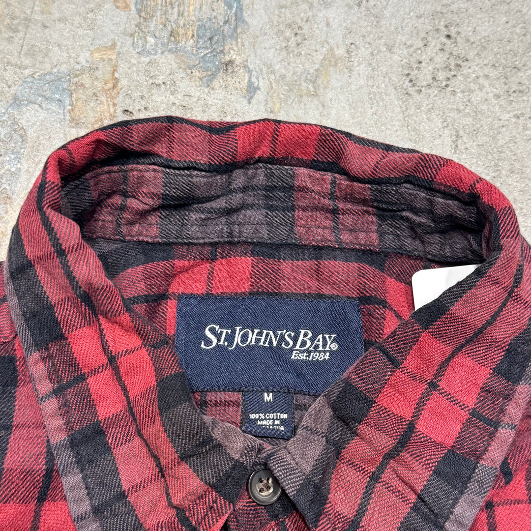 古着 St.JOHN'S BAY/ セントジョーンズベイ/ ボタンダウン短丈長袖リメイクシャツ/ チェック柄/ サイズM