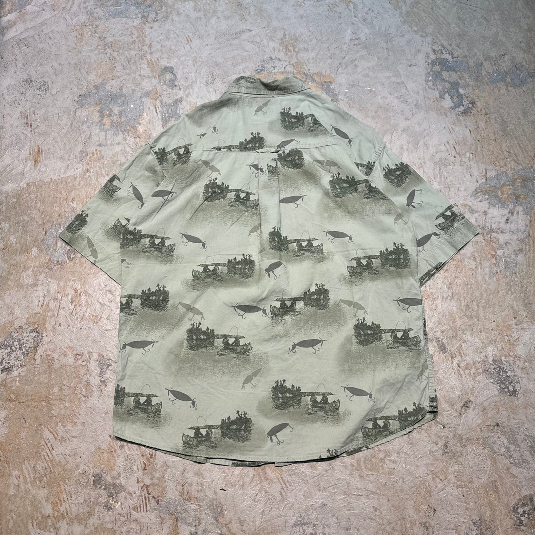 旧衣服WOOLRICH/羊毛rich /扣式短袖衬衫/总图案/尺寸M