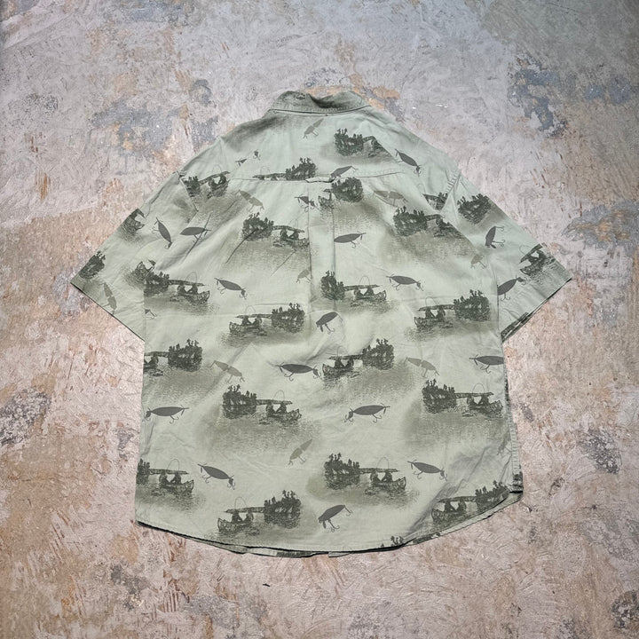 旧衣服WOOLRICH/羊毛rich /扣式短袖衬衫/总图案/尺寸M