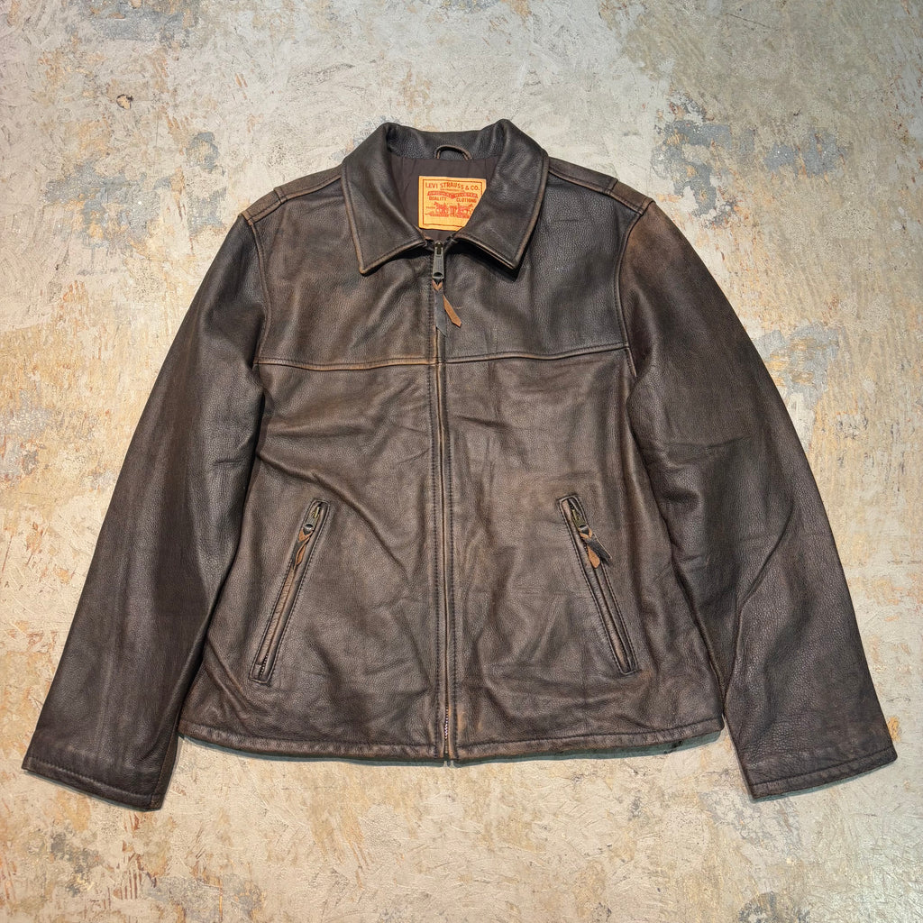 希少 ヴィンテージ Levi's リーバイス シングル レザージャケット 牛革 古着 LEVI'S/ リーバイス/ 本革ジップアップレザージャケット
