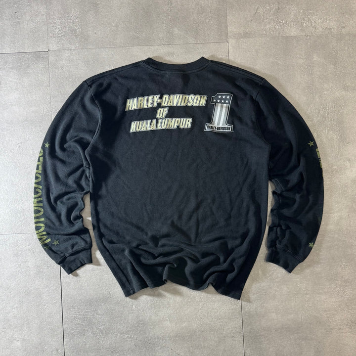 古着 USA製 Harley-Davidson ハーレーダビッドソン ロングスリーブサーマルTシャツ ワッフル生地 サイズM