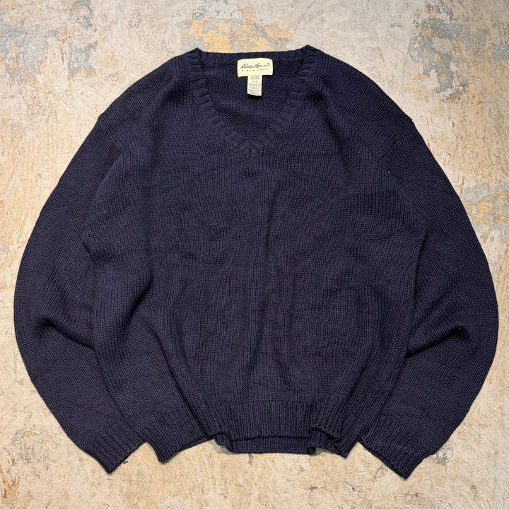 古着 90's~ Eddie Bauer/ エディーバウアー/ クルーネックニットセーター/ Vネック/ サイズL