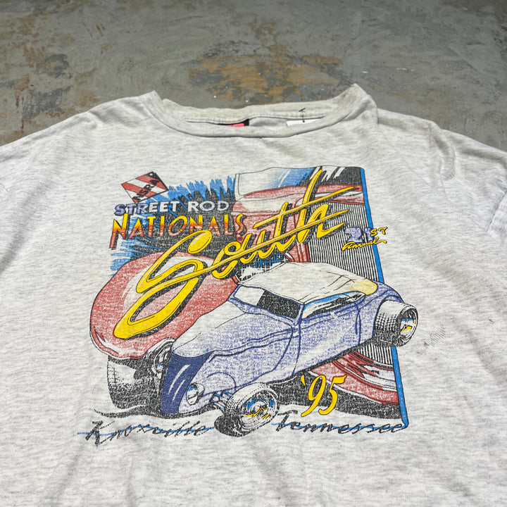 古着 USA製 90's レーシングカー/NSRA/ホットロッド/HOT ROD/車/ヴィンテージ シングルステッチ プリントTシャツ / サイズXL