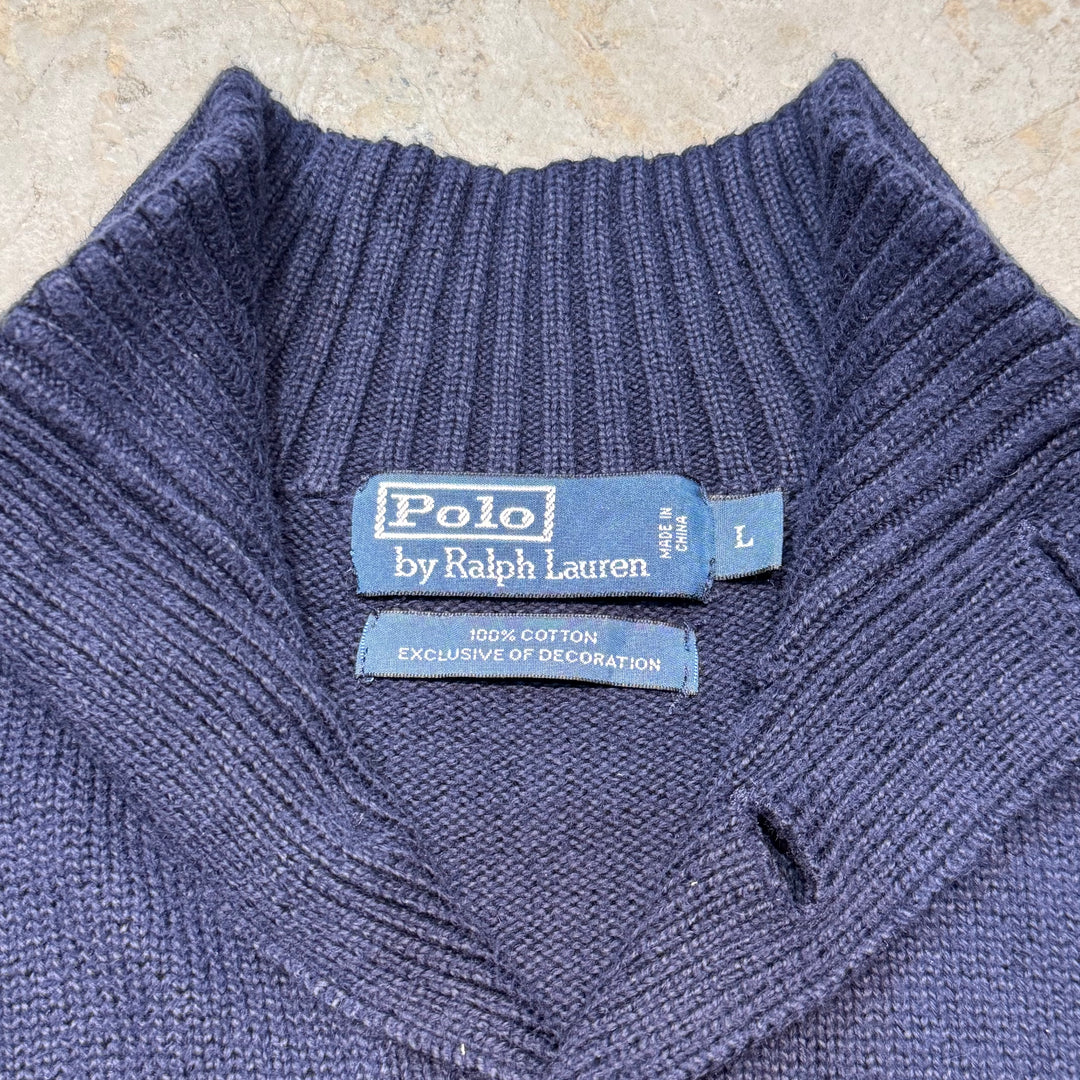 古着 Polo by Ralph Lauren/ポロバイラルフローレン/ ハーフボタンニットセーター/ サイズL