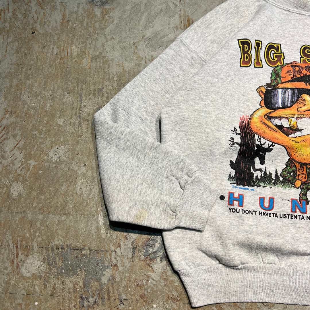 #3900 古着/95's Hanes/ヘインズ/Crew Neck Print Sweat Shirt/クルーネック大判プリントスウェット/MADE IN USA/BIG SHOT/サイズL