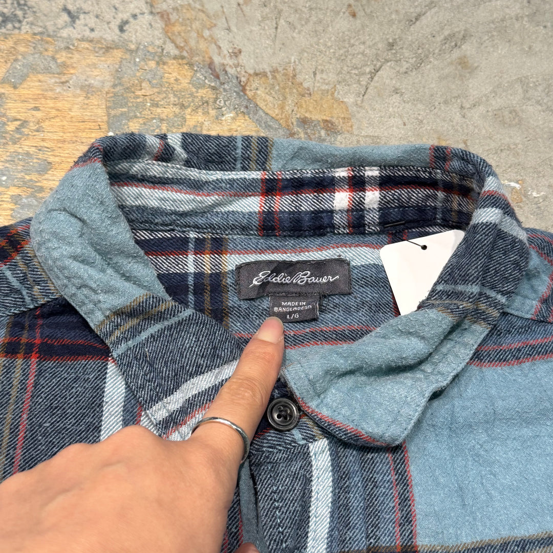 古着 Eddie Bauer/ エディー･バウアー/ フランネルシャツ/ チェック柄/ リメイク/ サイズL