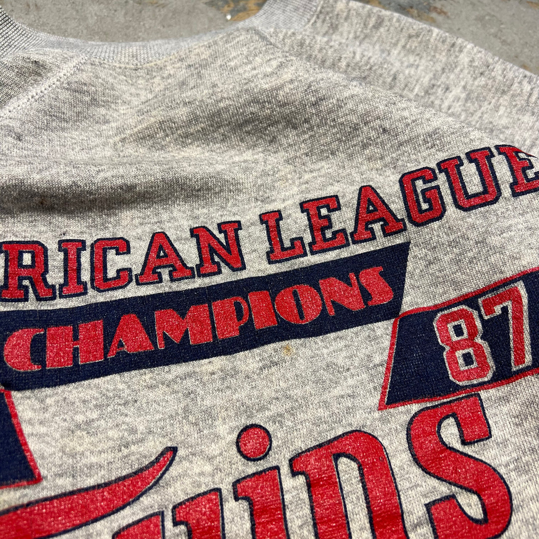 #3992古着Champion/チャンピオン/CrewNeckSweat/クルーネックスウエット/AMERICAN LEAGUE CHAMPIONS/MINNESOTA TWINS/MLB/MADE IN USA/サイズL