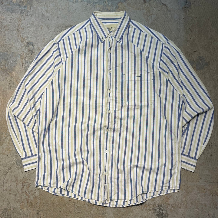 古着 Eddie Bauer/エディー･バウアー/ ボタンダウン長袖シャツ/ストライプ柄/サイズL
