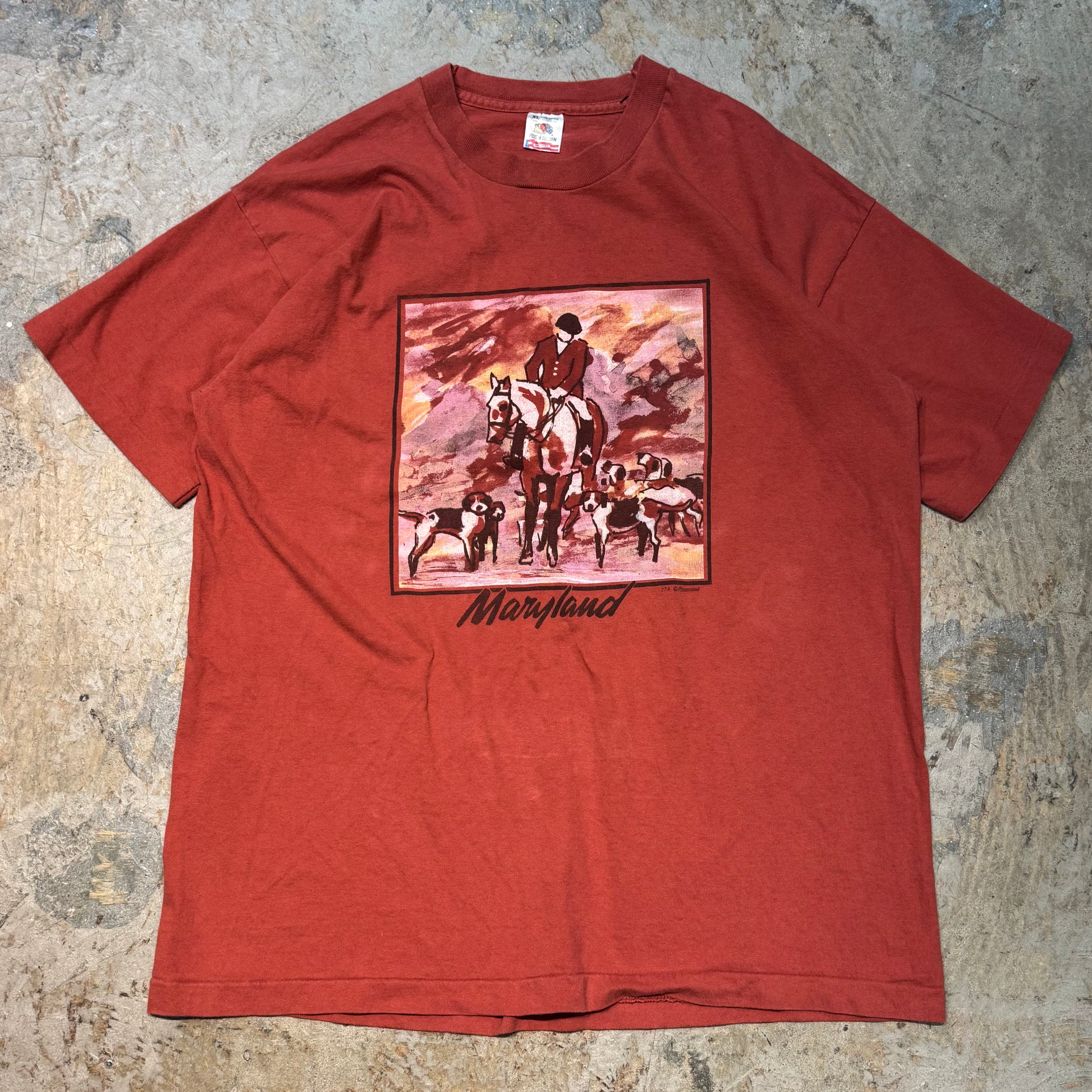 80s フルーツオブザルーム プリントTシャツ USA製 シングルステッチ 古着 USA製 80's FRUIT OF THE LOOM/ フルーツオブザルーム