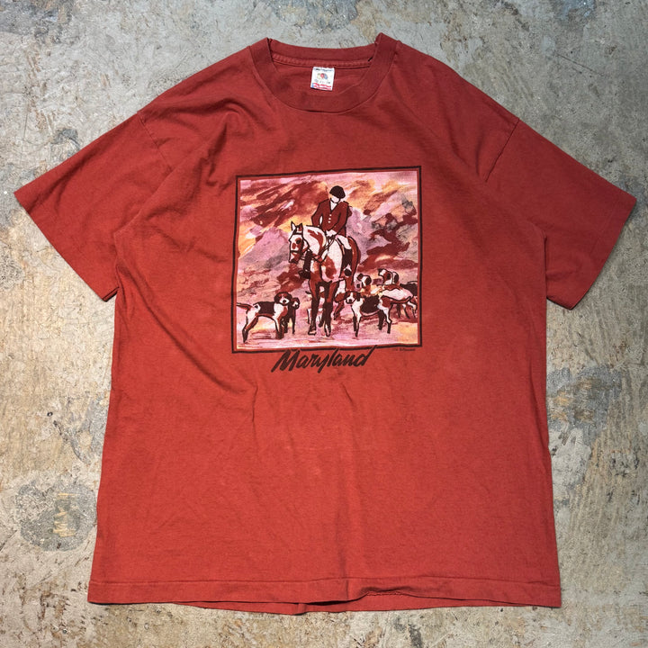 Used clothing Made in USA 80's FRUIT OF THE LOOM/ Fruit of the Room/ Single stitch/ Printed T-shirt/ Size XL