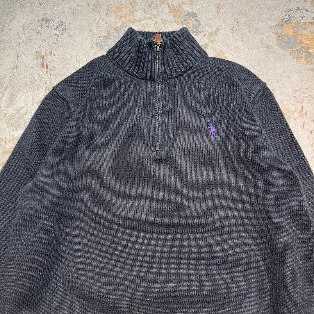 #3342 古着 Polo Ralph Lauren/ポロラルフローレン / Half Zip Cotton Knit Sweater/ハーフジップ コットンニット セーター / サイズM