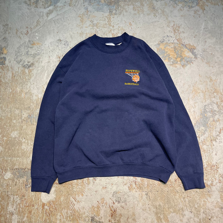 #2071 古着 90's Lee/リー/Crewneck Sweat/クルーネックスウェット/MADE IN U.S.A/BASKETBALL/刺繍ロゴ/サイズXL