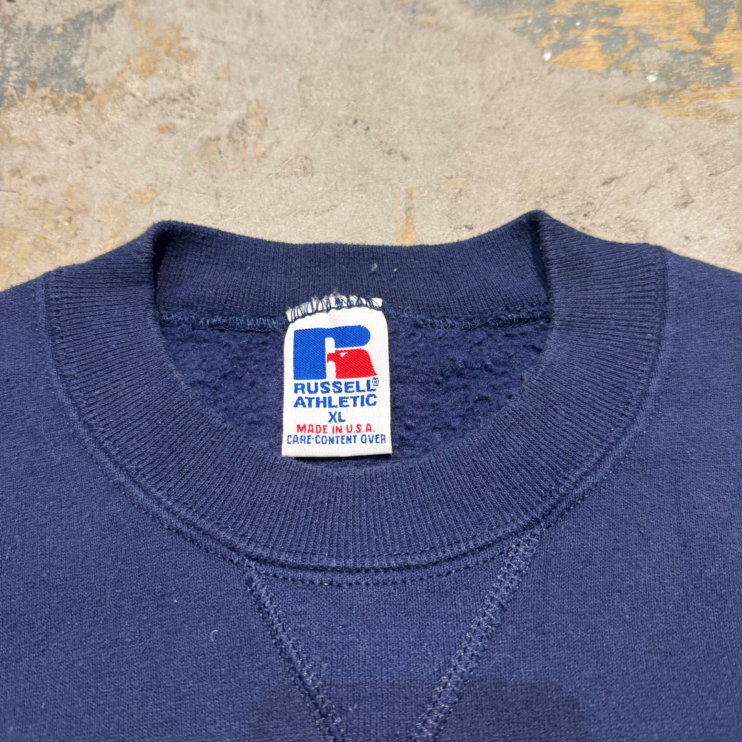 古着 90's USA製 RUSSELLATHLETIC/ ラッセル アスレチック/ クルーネックブランクスウェット/ Vガゼット/ サイズXL