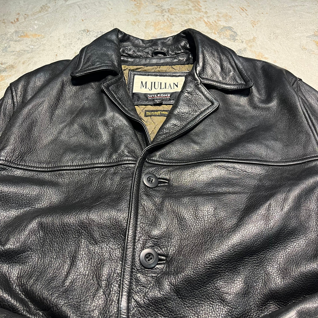 #3319 古着 WILSONS/Leather Jacket/フロントボタンレザージャケット/サイズL