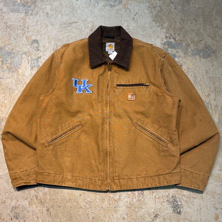 古着 carhartt/ カーハート/デトロイトジャケット/ ダック地/ 裏地ブランケット/ チェック柄/ 企業ロゴ/ サイズL