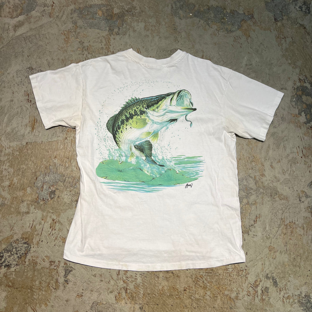 古着 90's Hanes/ヘインズ/T.S.F.ORIGINALS/魚/ヴィンテージ シングルステッチプリントTシャツ/サイズL