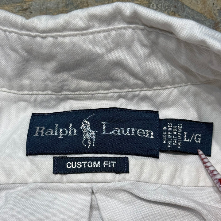 古着 90's POLO by Ralph Lauren/ ラルフ ローレン/ ボタンダウン長袖シャツ/ 無地/ サイズL
