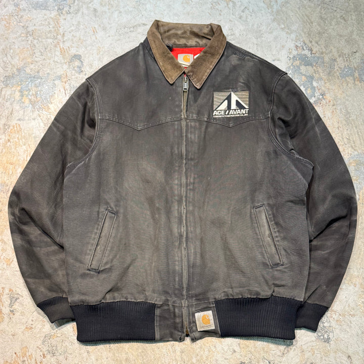古着 Carhartt/ カーハート/ サンタフェジャケット/ ダック地/ 裏地キルティング/ 襟コーデュロイ/ 企業ロゴ/ サイズXL相当