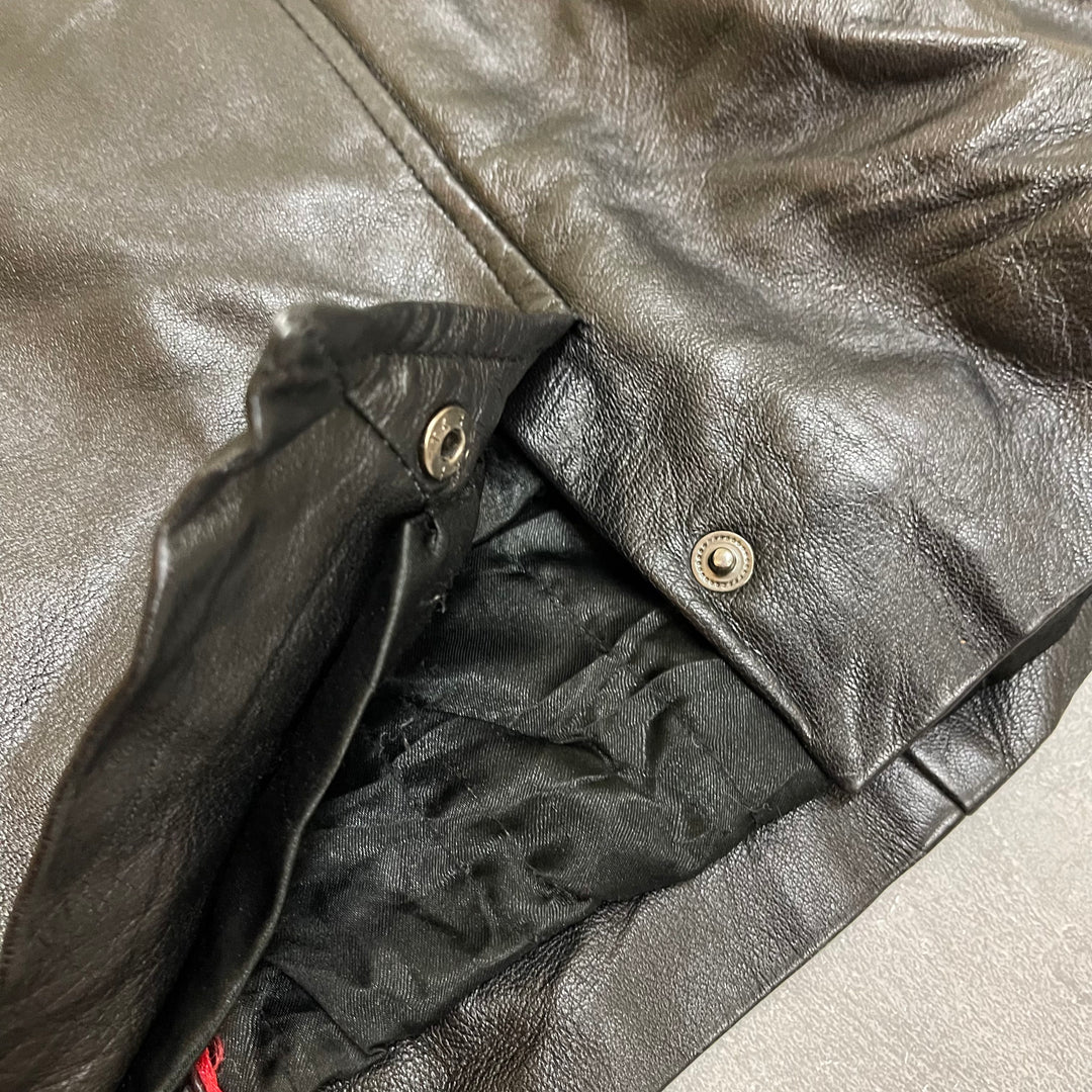 #1845 Unknow old clothes/Leather jacket/full zip leather jacket/size XXL equivalent