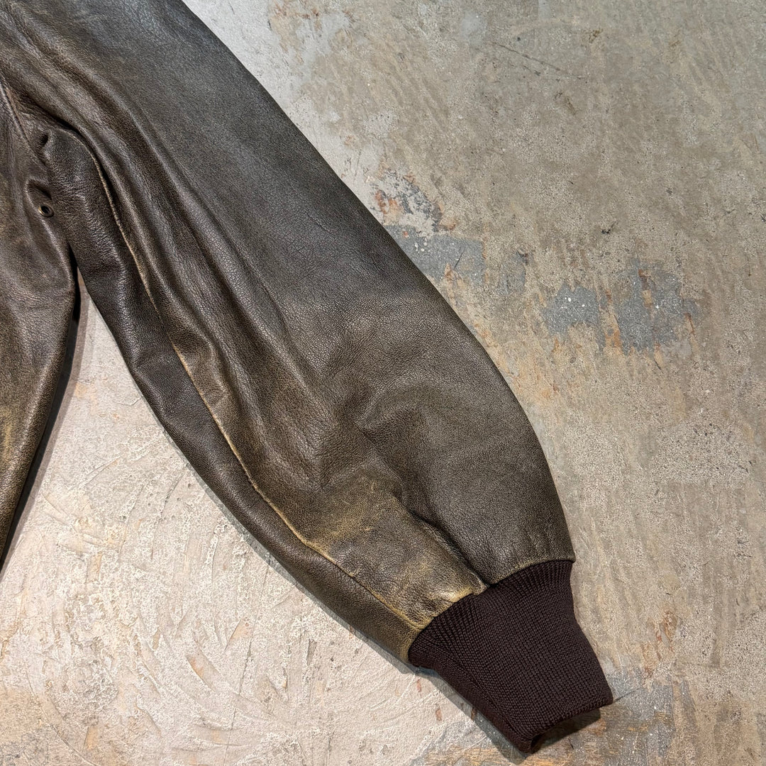 古着 USA製 70's~80's L.L.Bean/エルエルビーン/ジップアップレザージャケット/ サイズXL相当