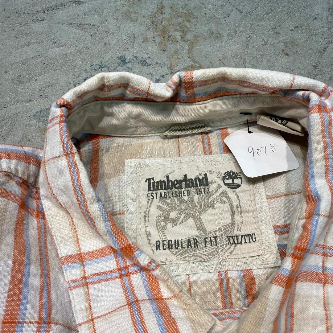 旧衣服timberland/汀布莱克/短袖衬衫/格纹/翻拍/尺寸XXL
