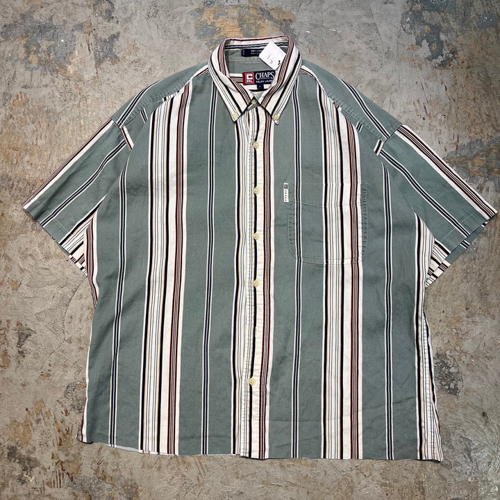 古着 CHAPS RALPH LAUREN/ チャップス ラルフ ローレン/  ボタンダウン半袖シャツ/ ストライプ柄/ リメイク/サイズL