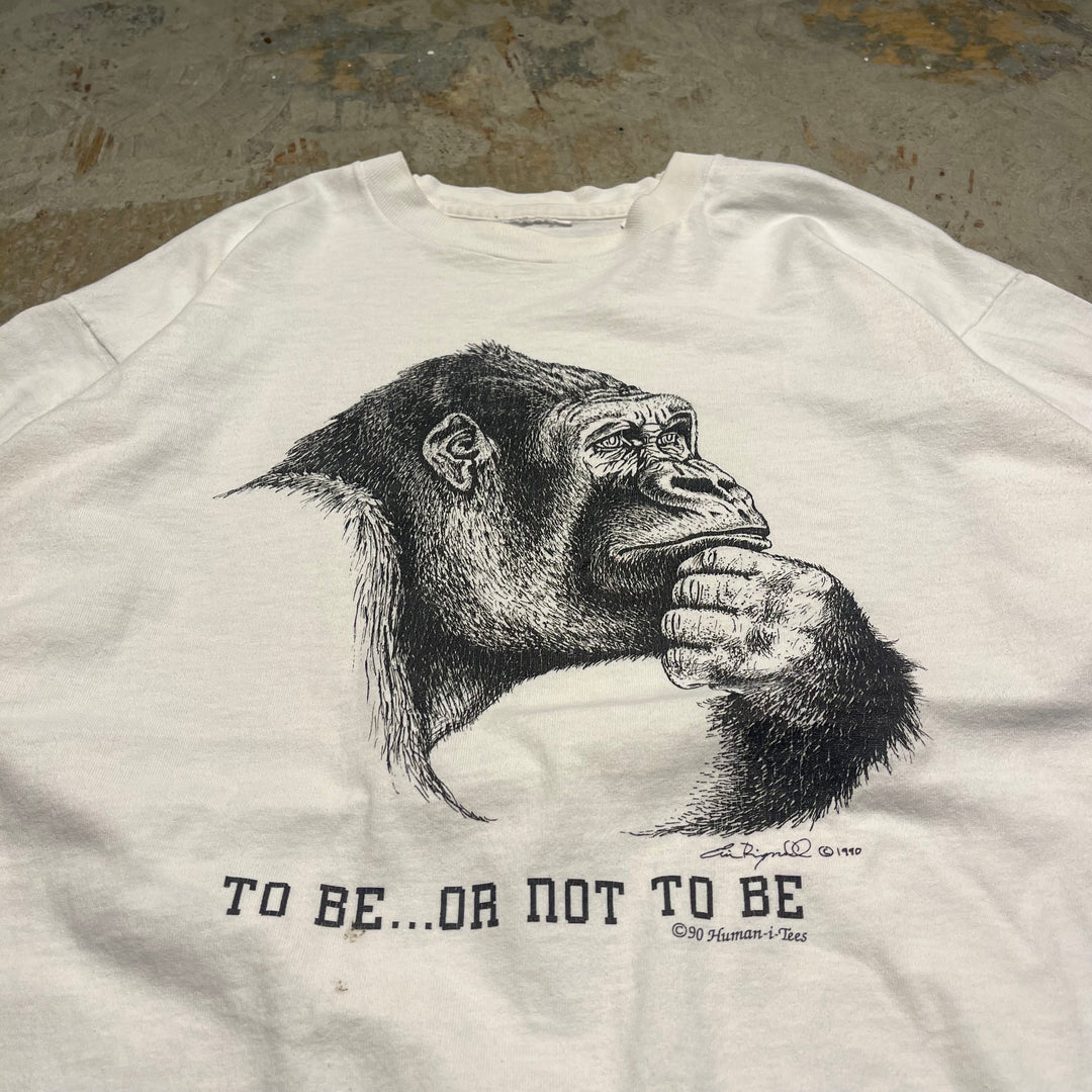 古着 90's ゴリラ/TO BE...OR NOT TO BE/ヴィンテージ シングルステッチ Tシャツ/サイズXL相当