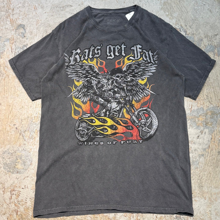 古着 USAVINTAGE/ プリントTシャツ/ スカル/ バイク/ サイズL