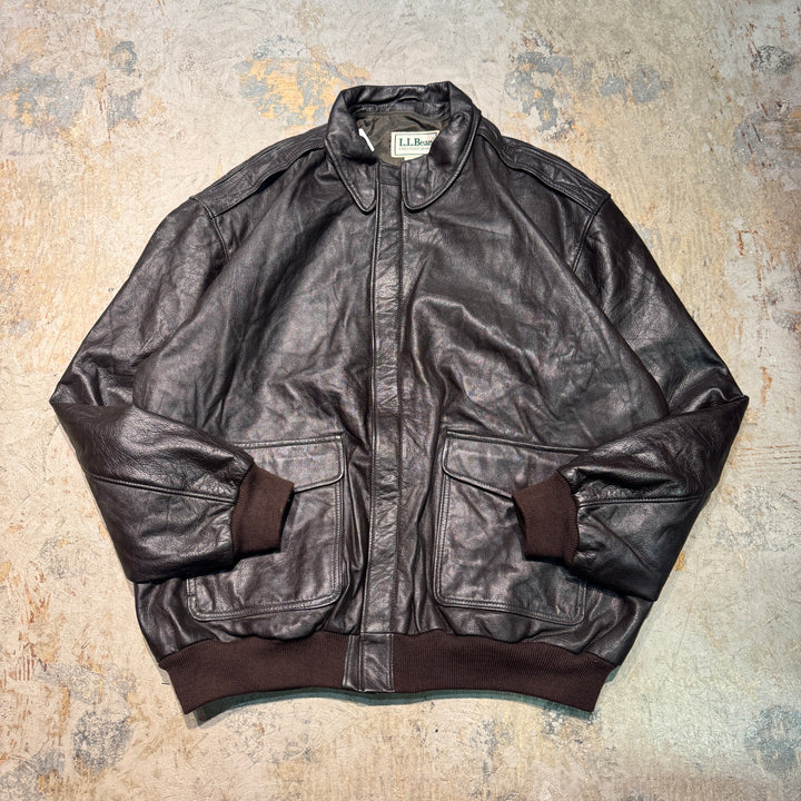 古着 USA製 80's L.L.Bean/エルエルビーン/ジップアップレザージャケット/ サイズXXL