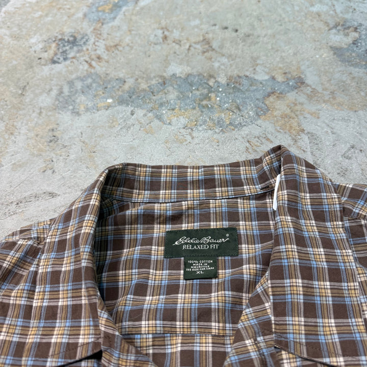古着 Eddie Bauer/エディー･バウアー/ 半袖シャツ/ チェック柄/ サイズXL