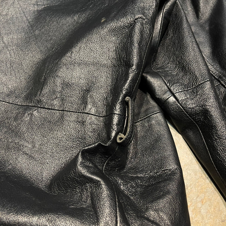 #1855 Unknow old clothes/Leather jacket/full zip leather jacket/size Ⅿ