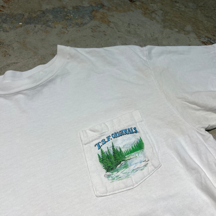 古着 90's Hanes/ヘインズ/T.S.F.ORIGINALS/魚/ヴィンテージ シングルステッチプリントTシャツ/サイズL