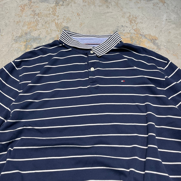 #4349 古着 tommy hilfiger/トミーヒルフィガー/s/s polo shirt/半袖ポロシャツ/ボーダー柄/サイズXXXL