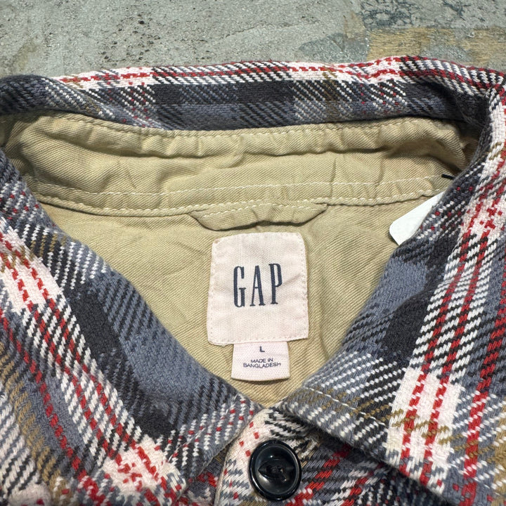 古着  GAP/ ギャップ/ 長袖 短丈リメイクシャツ/ チェック柄/サイズL