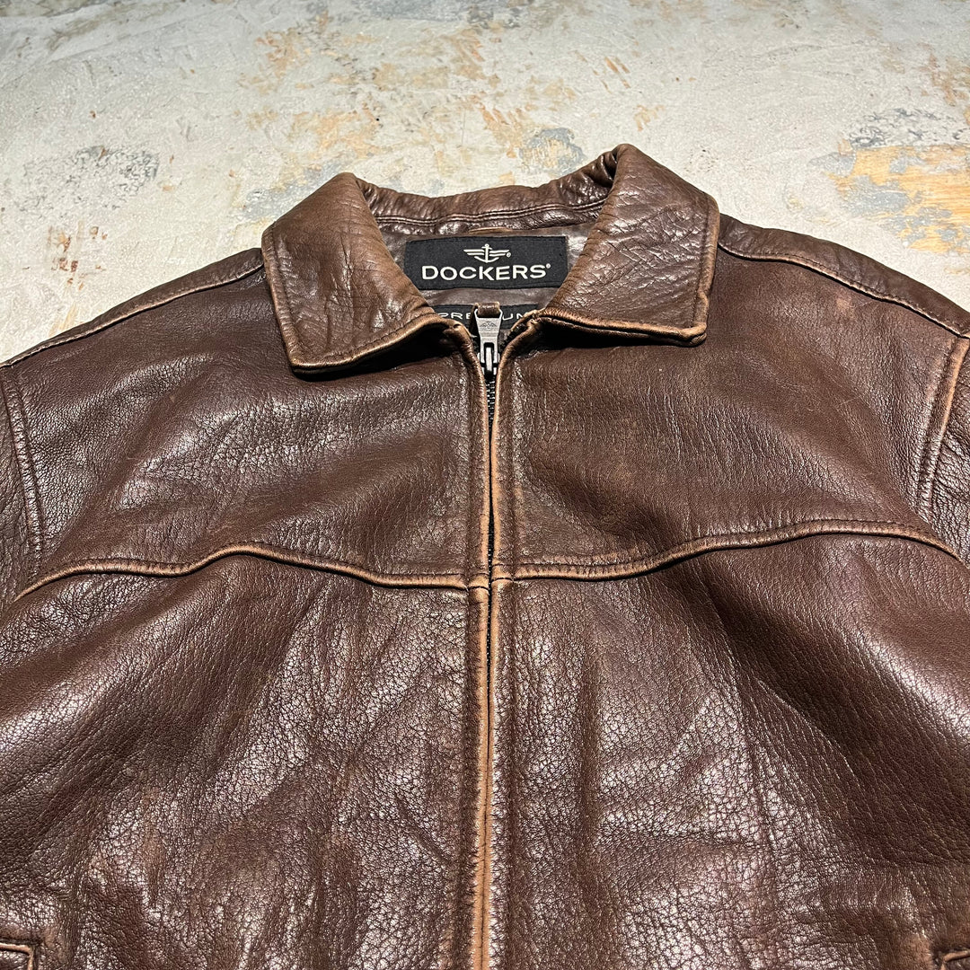 #3316 古着 DOCKERS/Leather jacket/ジップアップレザージャケット/サイズ2XL相当