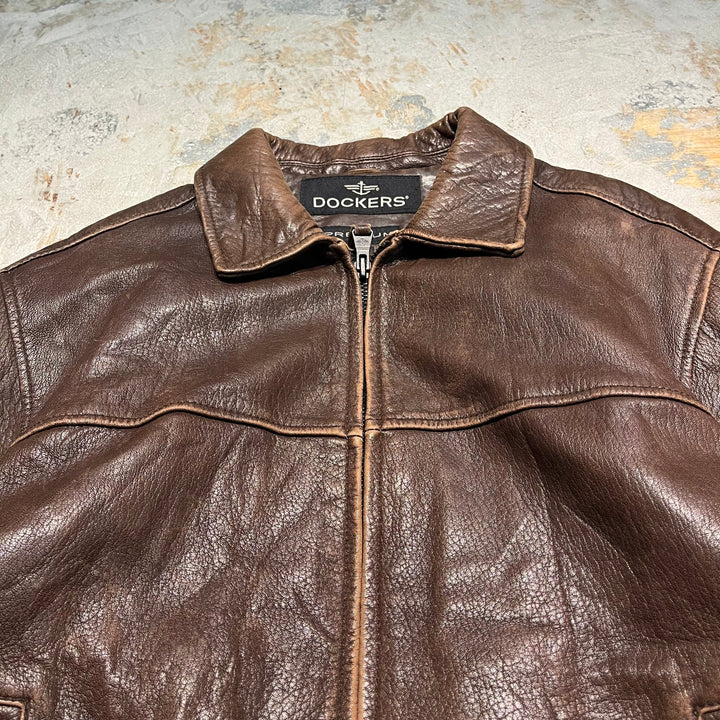 #3316 古着 DOCKERS/Leather jacket/ジップアップレザージャケット/サイズ2XL相当