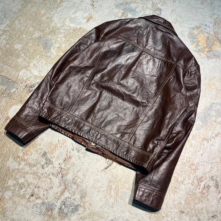 #3317 古着 Unknow/Leather Trucker Jacket/レザートラッカージャケット/サイズL