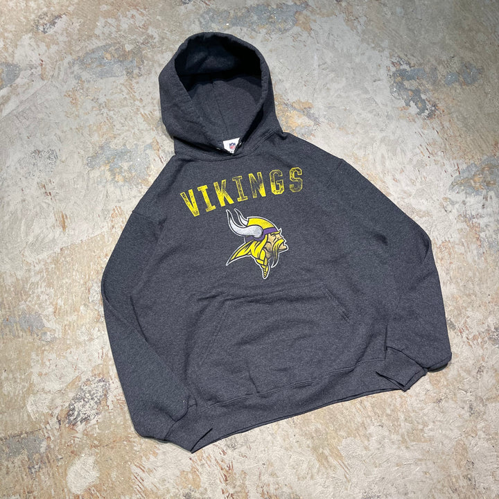 #4113 古着 NFL TEM APPAREL/Print Pullover Parker/プリントパーカー/VIKINGS/NFL/サイズL