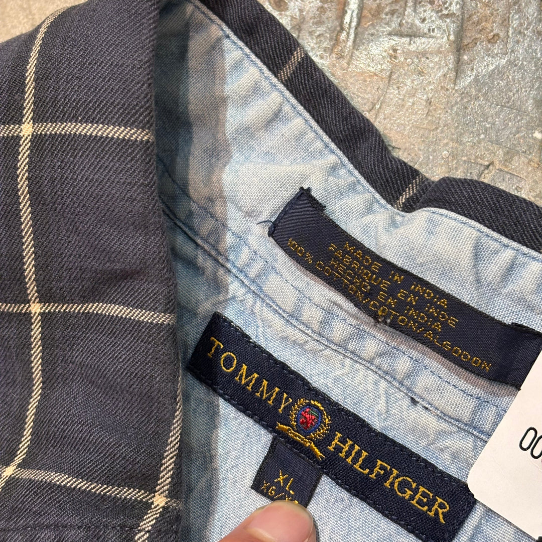 古着 Tommy HILFIGER/ トミーヒルフィガー/ ボタンダウン長袖シャツ/ チェック/ サイズXL