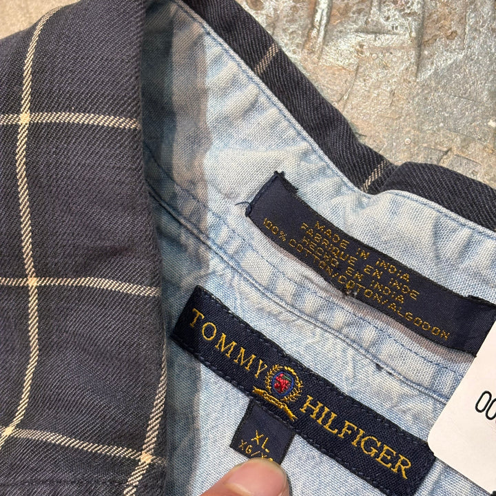 古着 Tommy HILFIGER/ トミーヒルフィガー/ ボタンダウン長袖シャツ/ チェック/ サイズXL