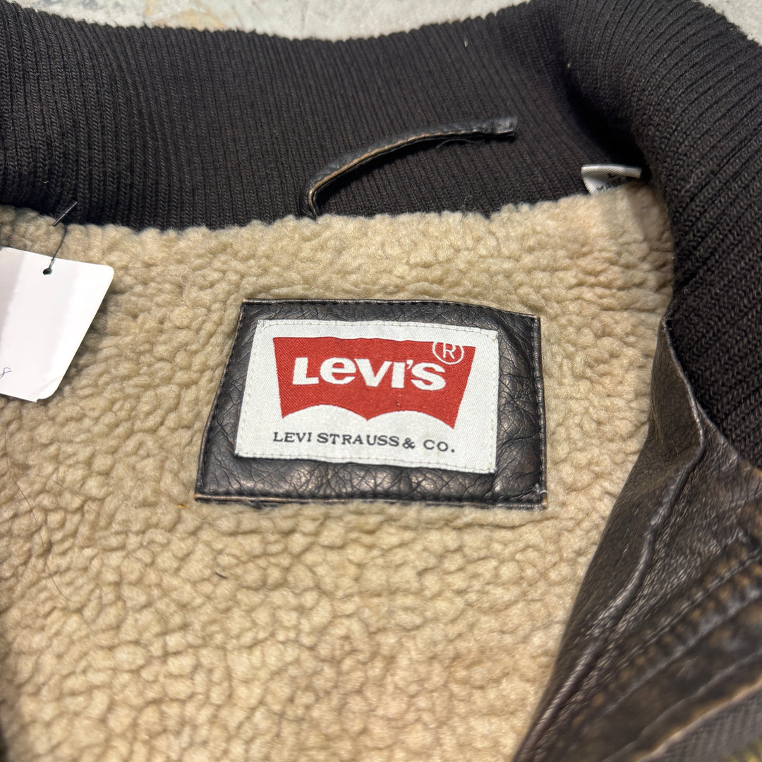 古着 USAVINTAGE/ジップアップレザージャケット/ サイズL