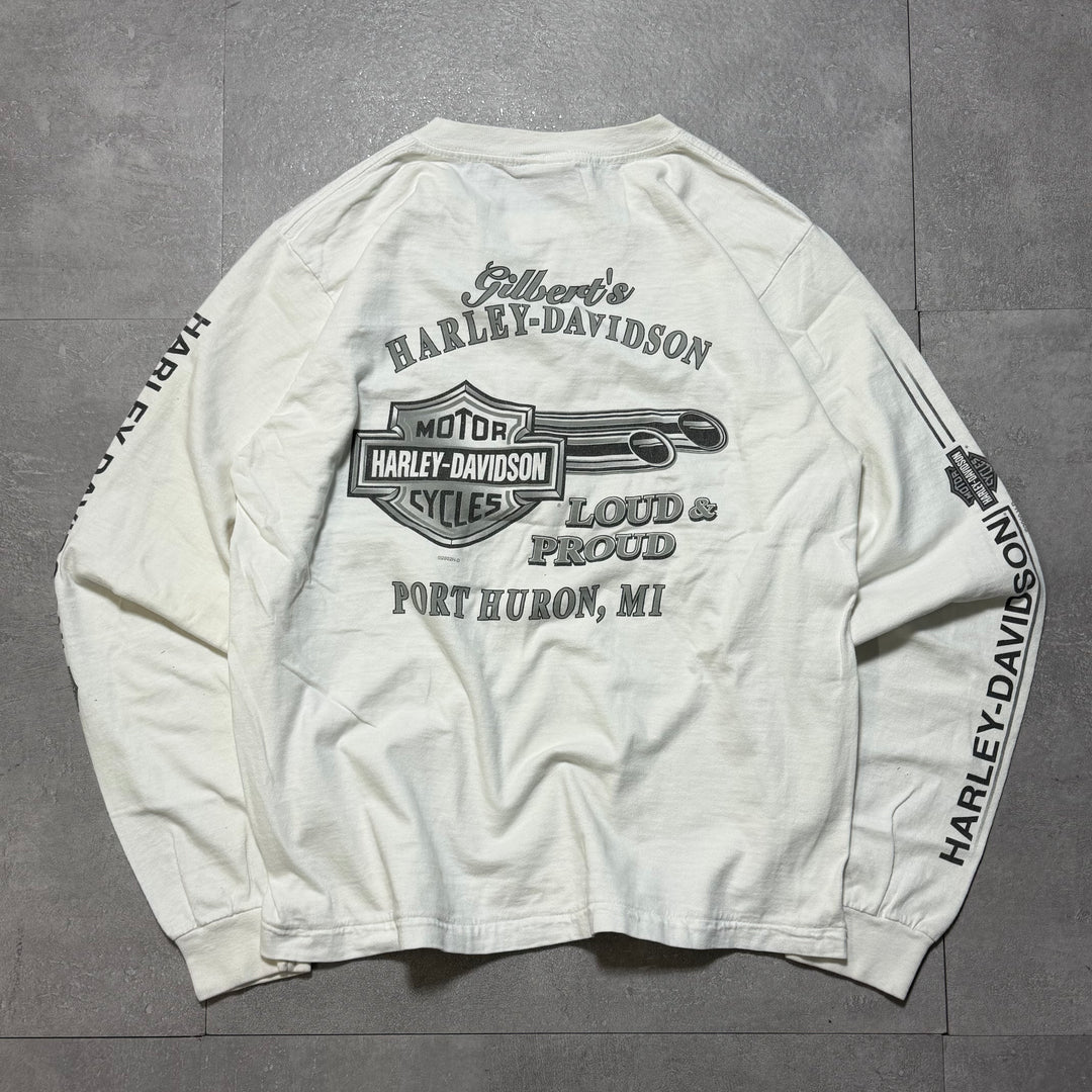古着 USA製 00's Harley-Davidson/ハーレーダビッドソン/ ロングスリーブプリントTシャツ/サイズM