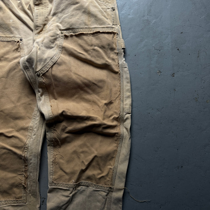古着 USA製 80's Carhartt/カーハート/ダブルニーダック地クラッシュペインターパンツ/実寸サイズ34×29