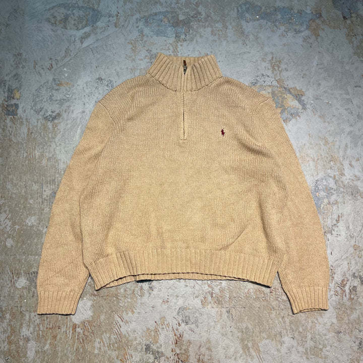 #3349 古着 Polo Ralph Lauren/ポロラルフローレン / Half Zip Cotton Knit Sweater/ハーフジップ コットンニット セーター / サイズXXL