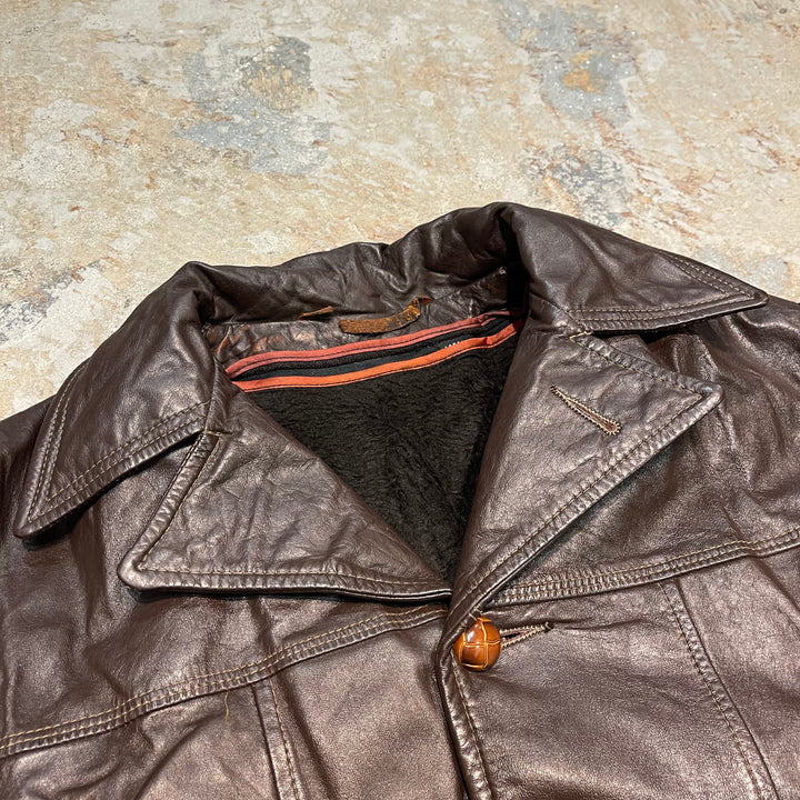 #1855 Unknow old clothes/Leather jacket/full zip leather jacket/size Ⅿ