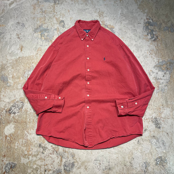 #4337 Ralph Lauren/ラルフローレン L/S B.D Shirts/ボタンダウンシャツ/BLAKE/無地/サイズXL