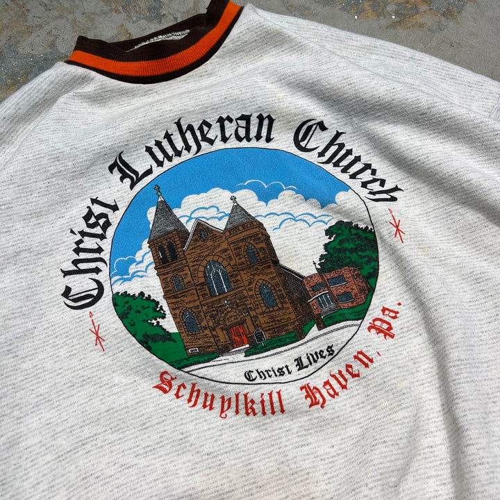 #3912 古着 Mock Neck Print Sweat Shirt/モックネックプリントスウェット/MADE IN USA/Christ Lutheran Church/サイズXXL