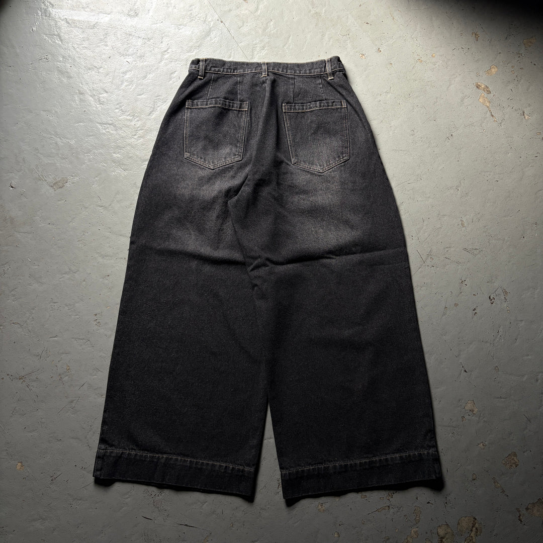 2タックウォッシュデニムワイドパンツ/セットアップ着用可