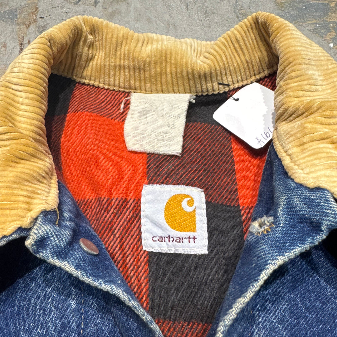 古着 USA製 98's carhartt/カーハート/デニムジャケット/Gジャン/襟コーデュロイ/サイズS相当