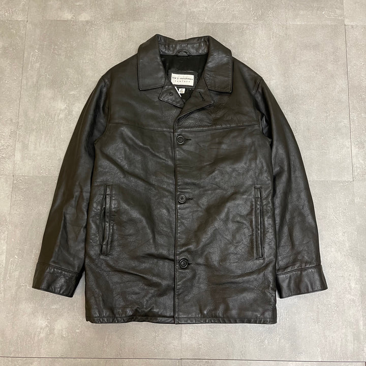 #1854 Unknow 古着/Leather jacket/フロントボタンレザージャケット/サイズXXL相当